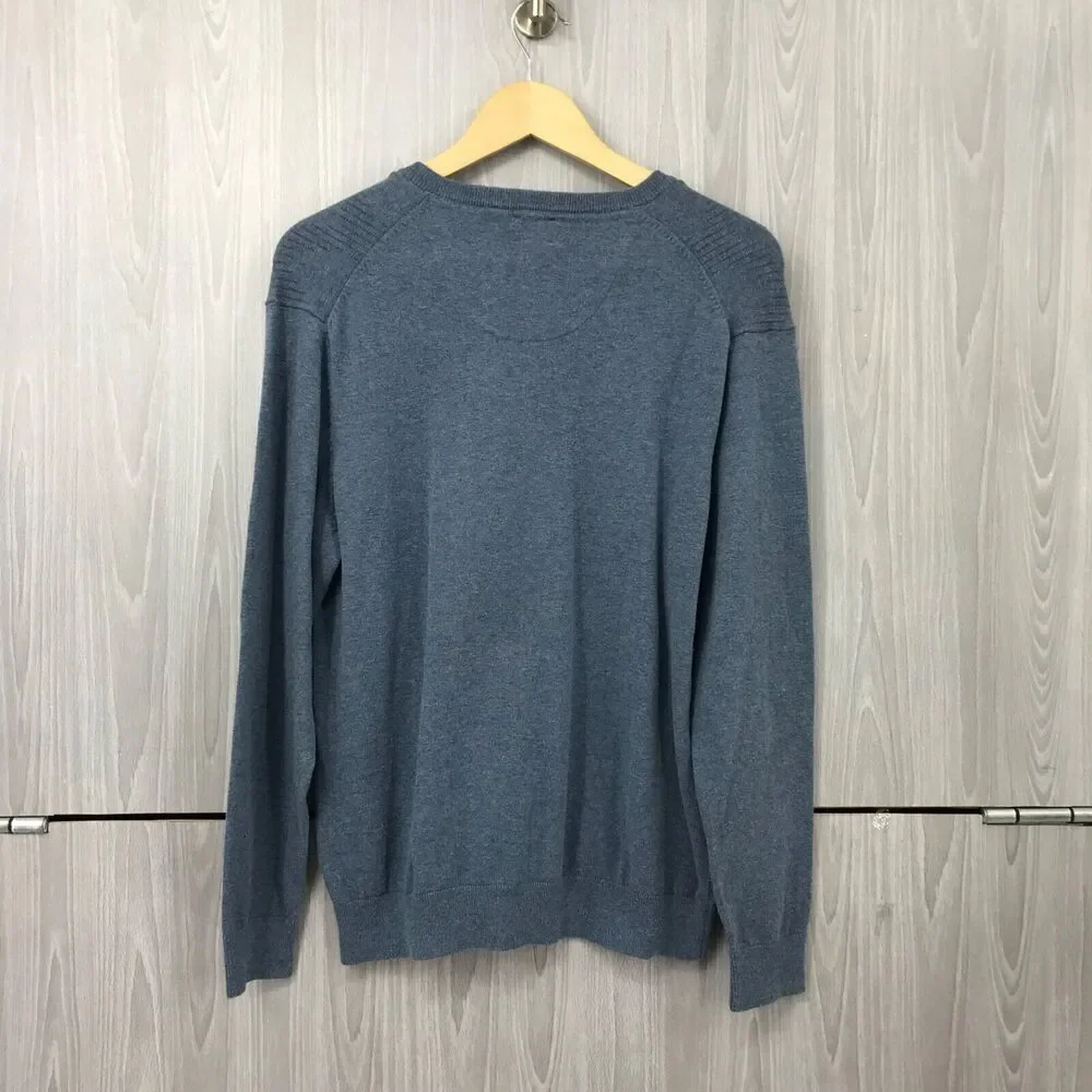 Greg‎ Norman Tasso Elba V-Neck Pullover Sweater Men's Medium Blue Cotton/Nylon